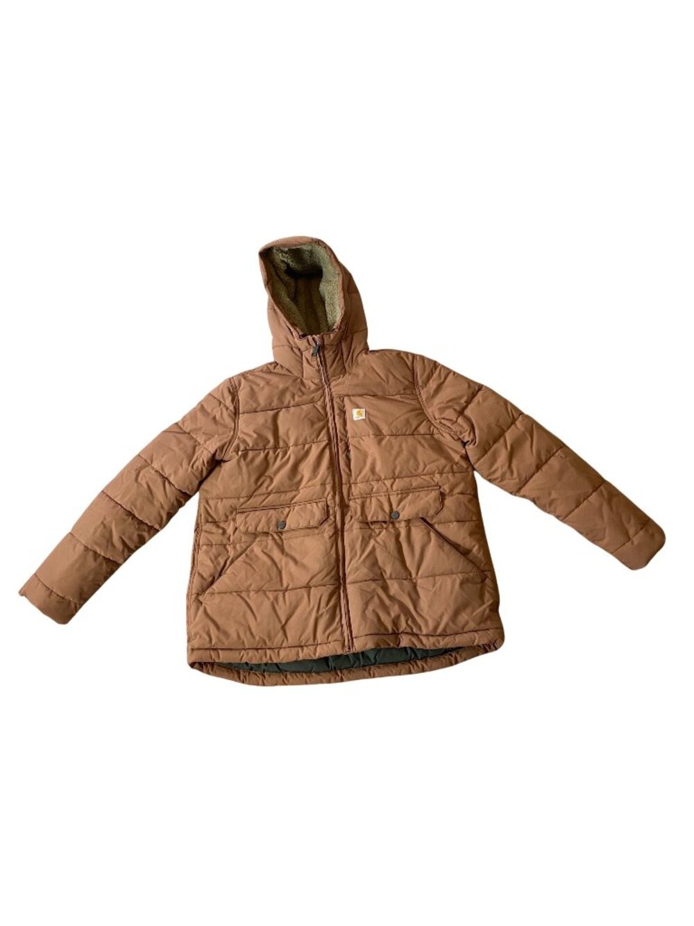 Carhartt Montana Nutmeg Brown Quilted Insulated Puffer Jacket Sherpa XL